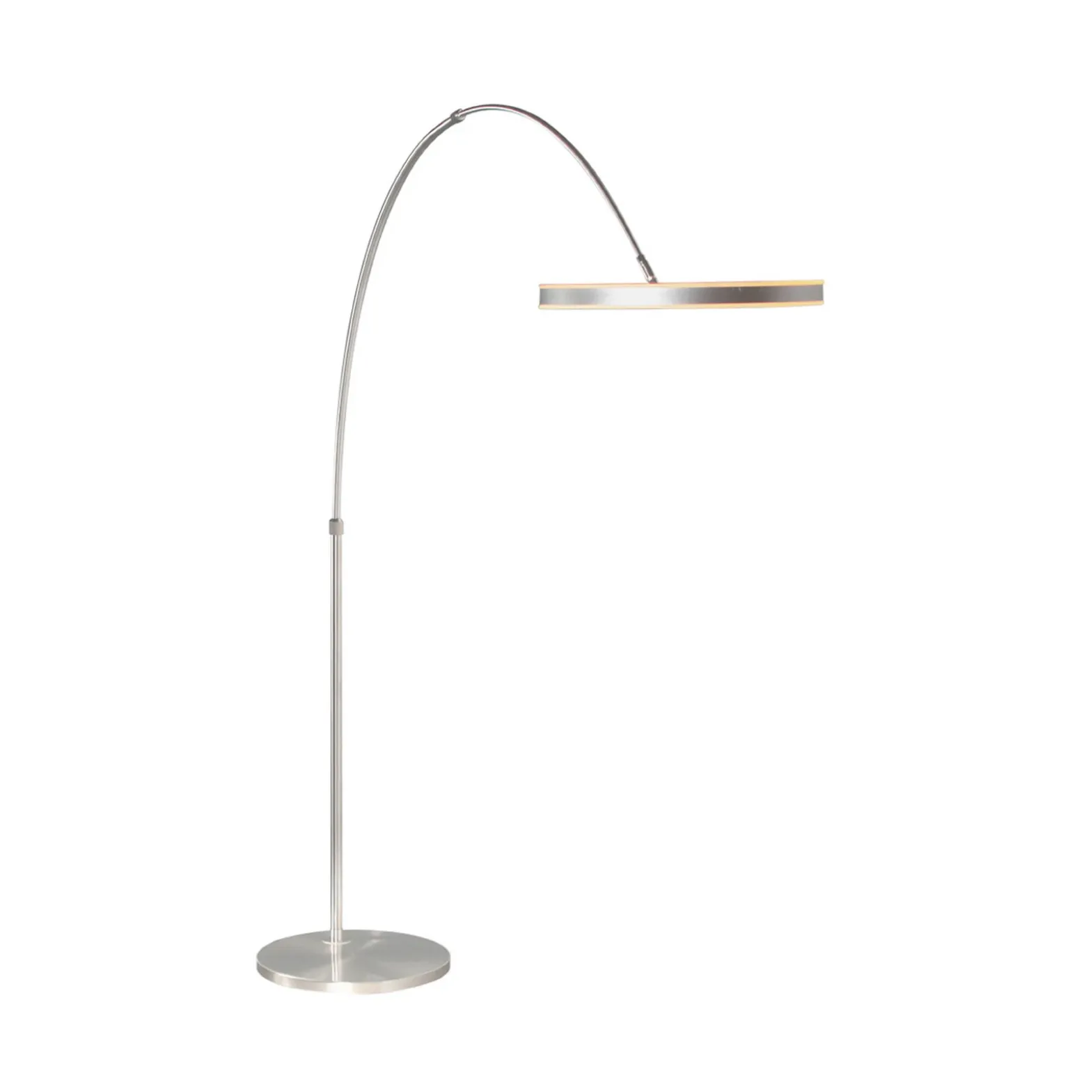 lámpara LED arqueada Ringlux, color acero, metal, CCT, atenuable
