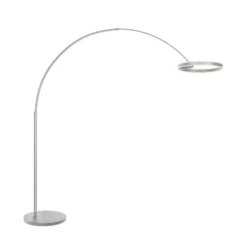 lámpara LED arqueada Ringlux, color acero, metal, CCT, atenuable