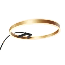 lámpara LED arqueada Ringlux, negro/dorado, metal, CCT, atenuable