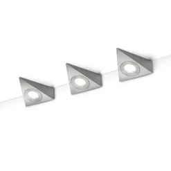 Lámpara LED bajo armario Ecco, set 3, níquel mate