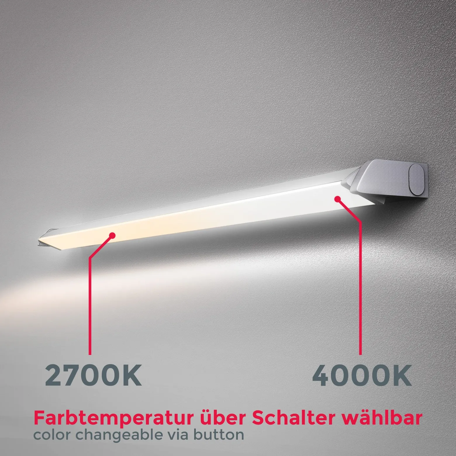 Lámpara LED bajo armario Gina, plateada, 2700 K/4000 K