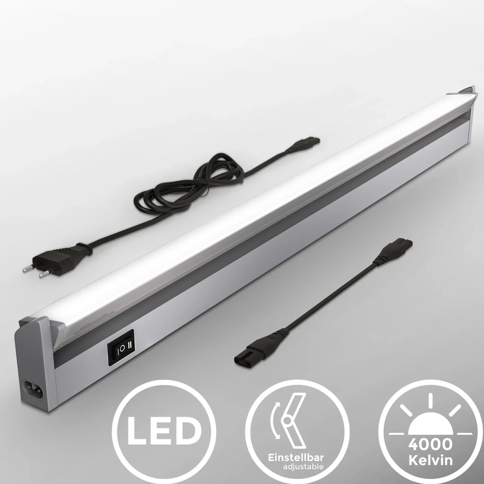 Lámpara LED bajo armario Hike, color titanio, L 54,7 cm, 4000 K