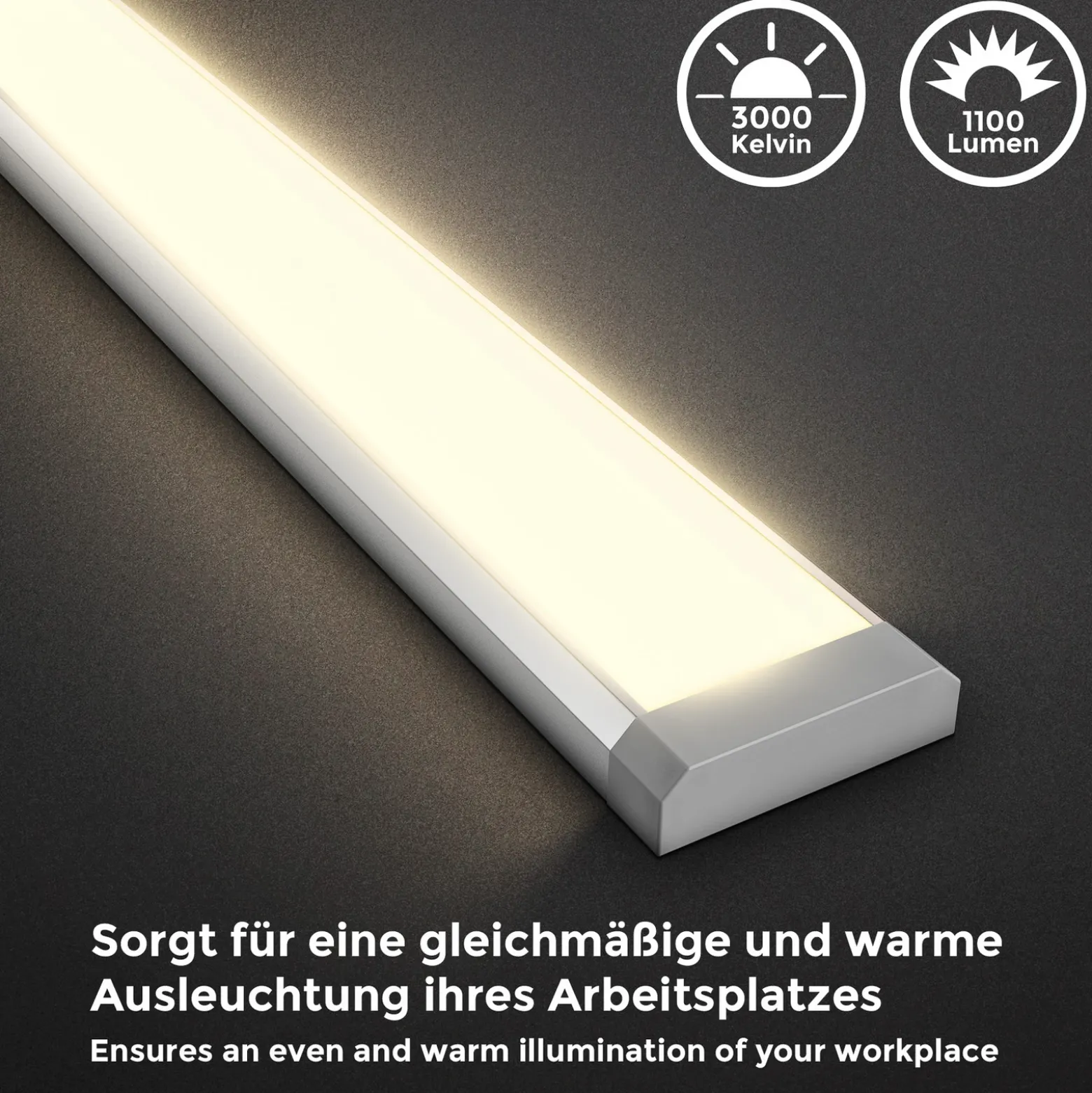 Lámpara LED bajo armario Kniff plateada, longitud 57,5 cm, 3000 K