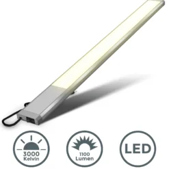 Lámpara LED bajo armario Kniff plateada, longitud 57,5 cm, 3000 K
