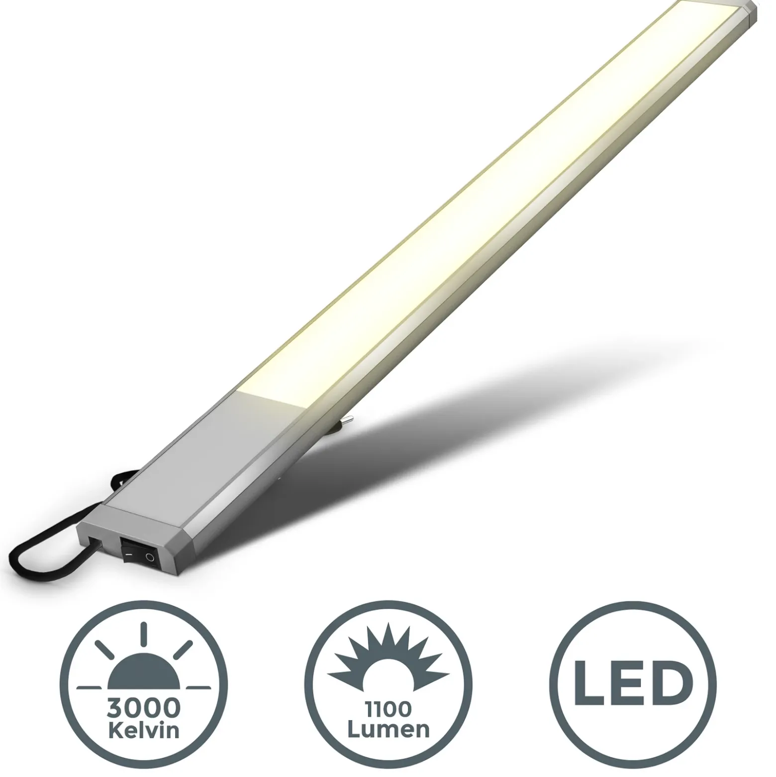Lámpara LED bajo armario Kniff plateada, longitud 57,5 cm, 3000 K