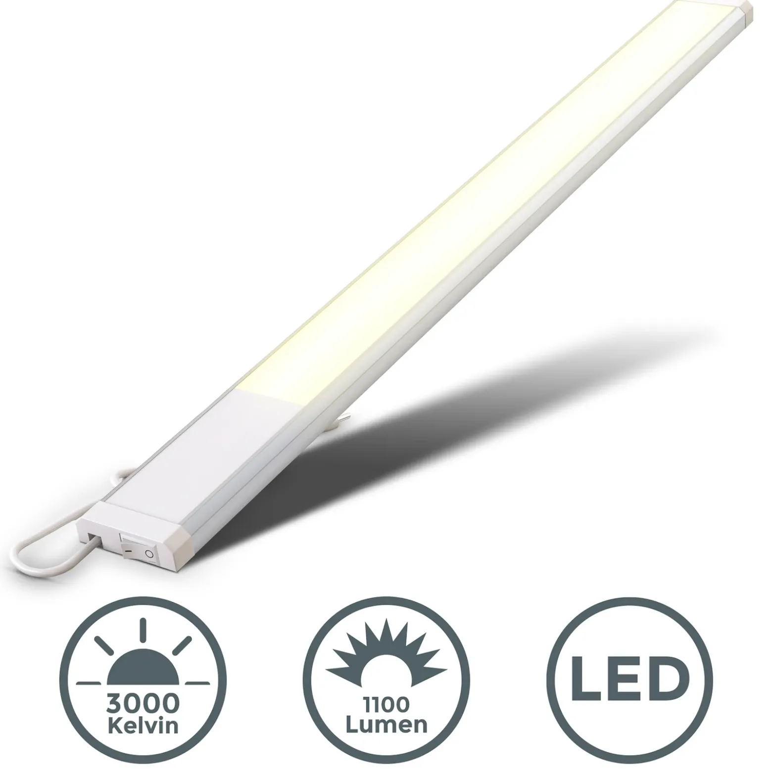 Lámpara LED bajo armario Lord, longitud 57,5 cm, plateada, 3000 K