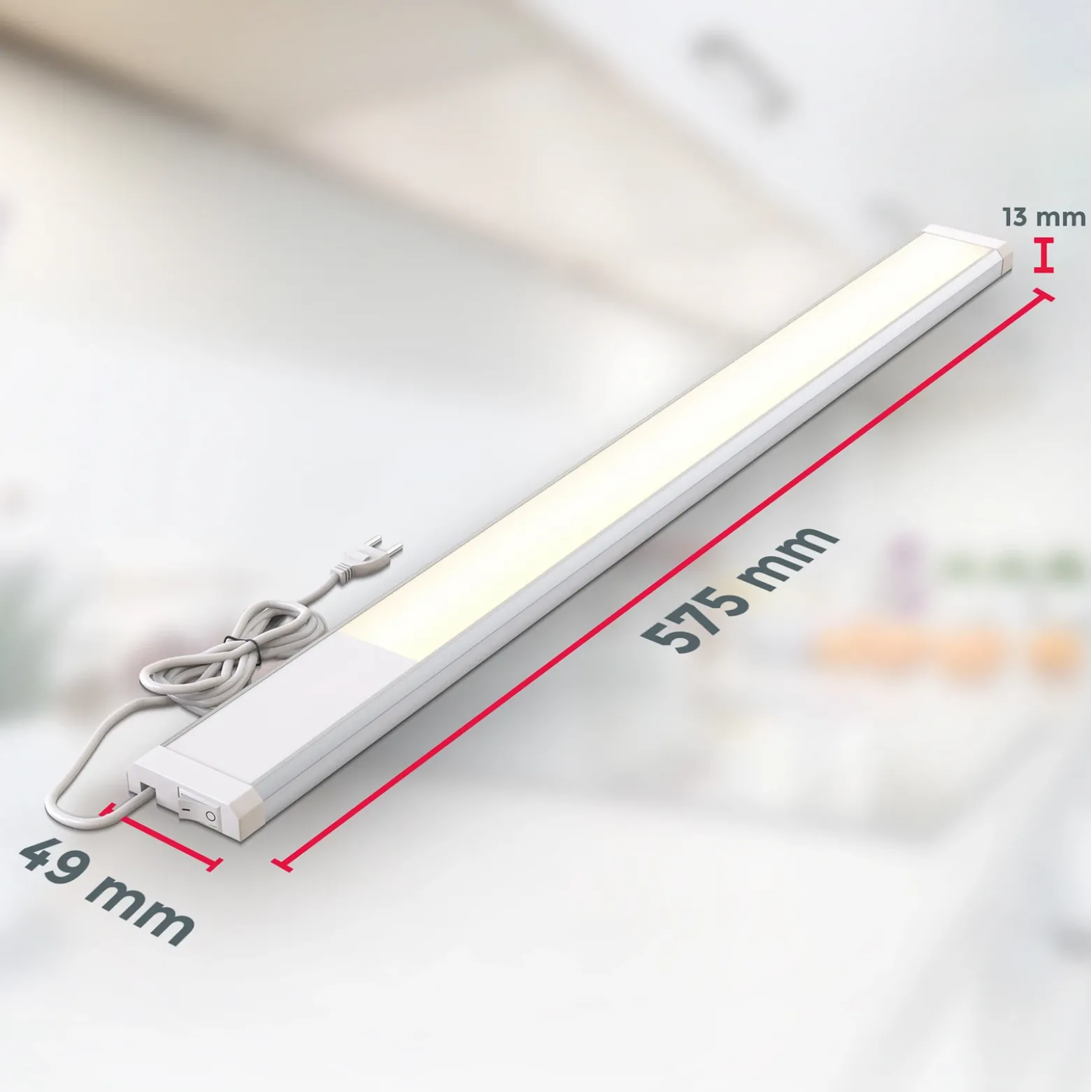 Lámpara LED bajo armario Lord, longitud 57,5 cm, plateada, 3000 K