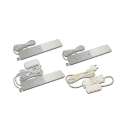 Lámpara LED bajo armario S-Pad F, juego de 3, aluminio 4.000 K Atenuador