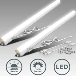 Lámpara LED bajo armario Xaver, longitud 87,3 cm, juego de 2 unidades, 4000 K