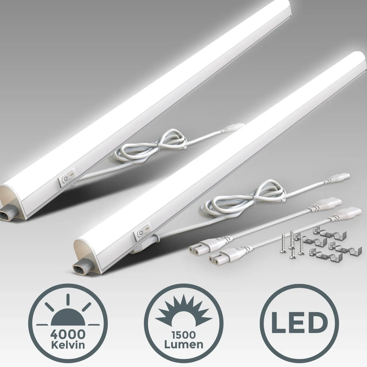 Lámpara LED bajo armario Xaver, longitud 87,3 cm, juego de 2 unidades, 4000 K