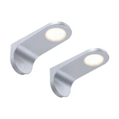 Lámpara LED bajo mueble Amon, plata, 15 cm de largo, juego de 2, atenuable