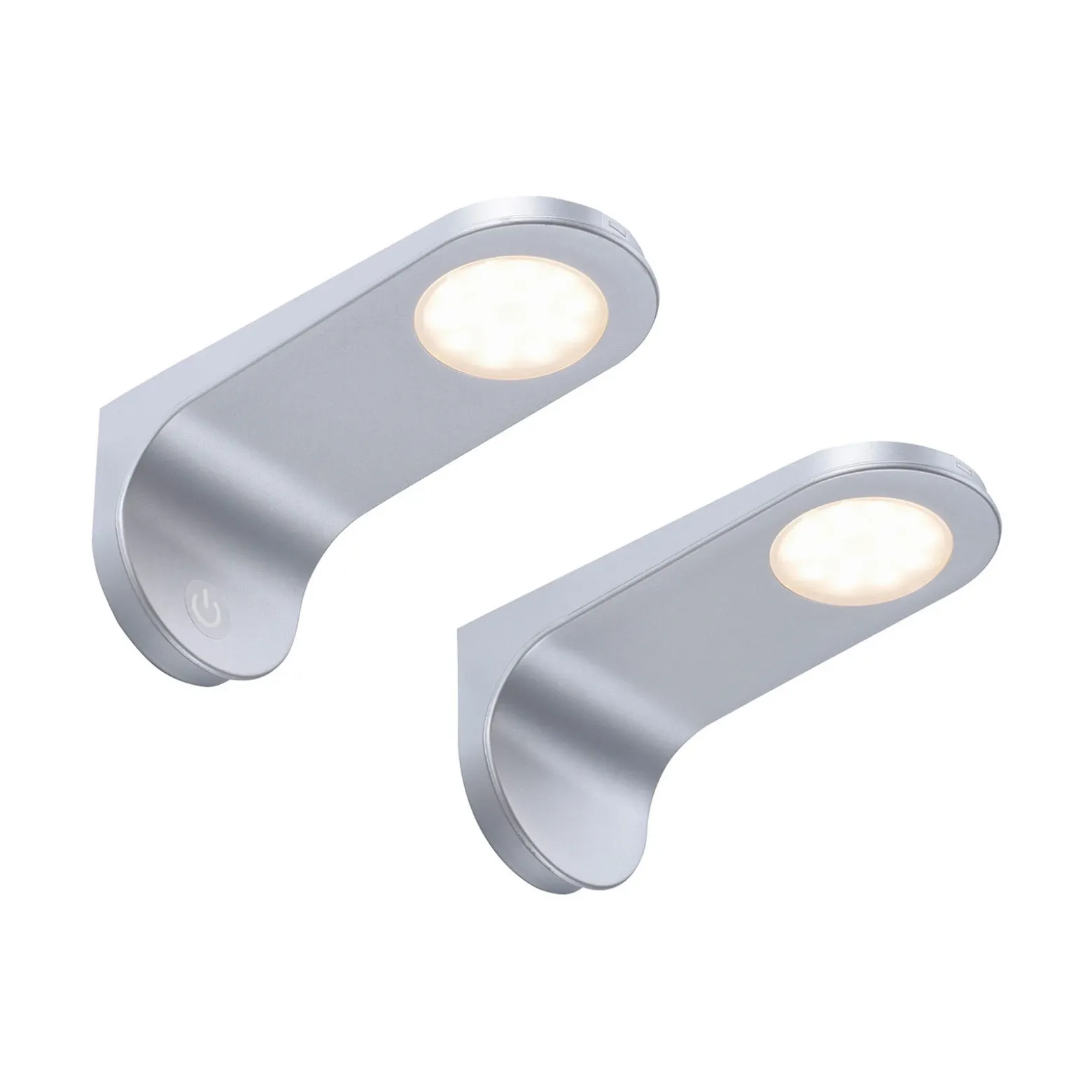 Lámpara LED bajo mueble Amon, plata, 15 cm de largo, juego de 2, atenuable