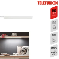 Lámpara LED bajo mueble Hephaistos, blanca, longitud 31 cm
