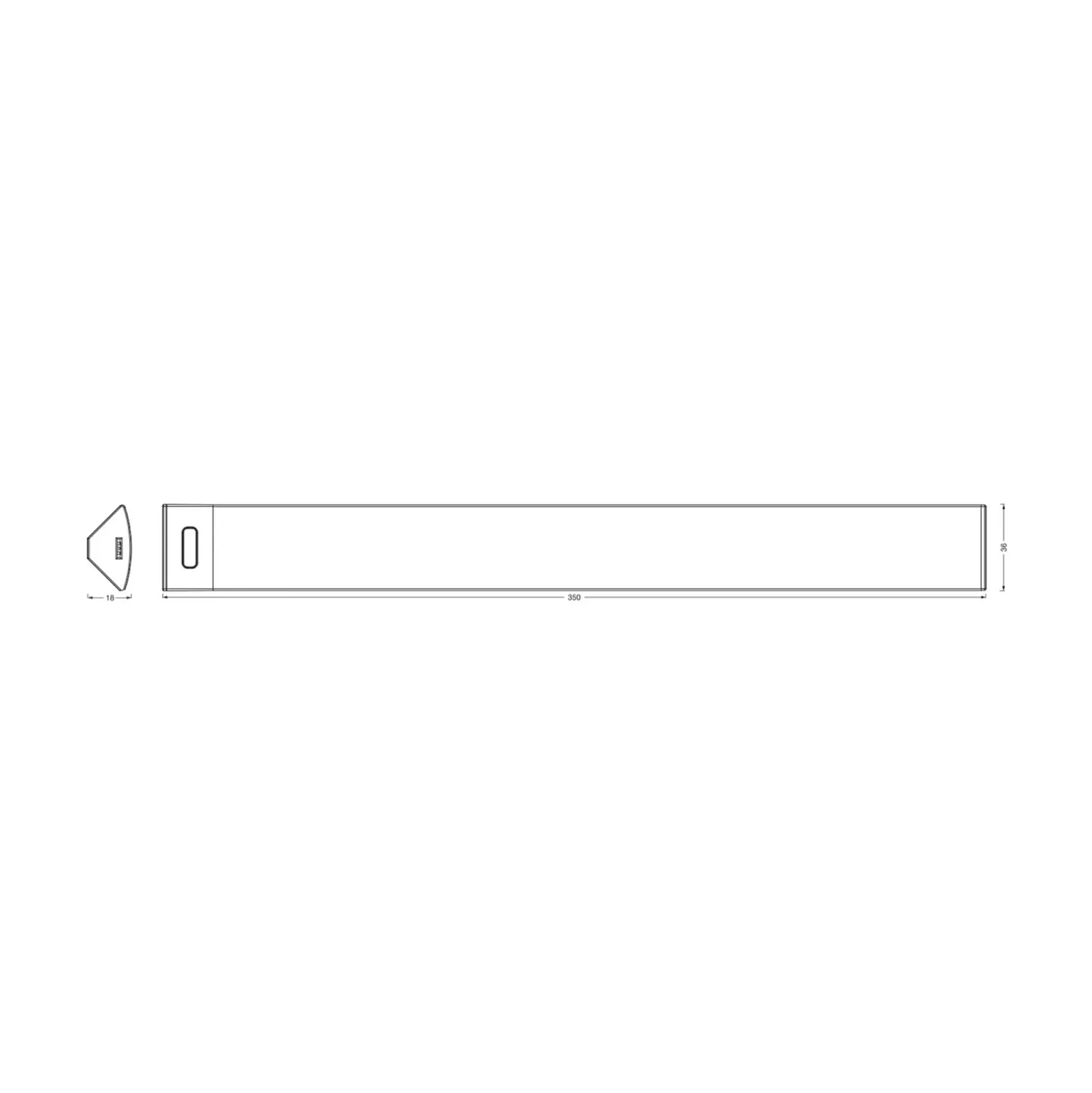 Lámpara LED bajo mueble OSRAM Linear Angle, negra, sensor, 35 cm