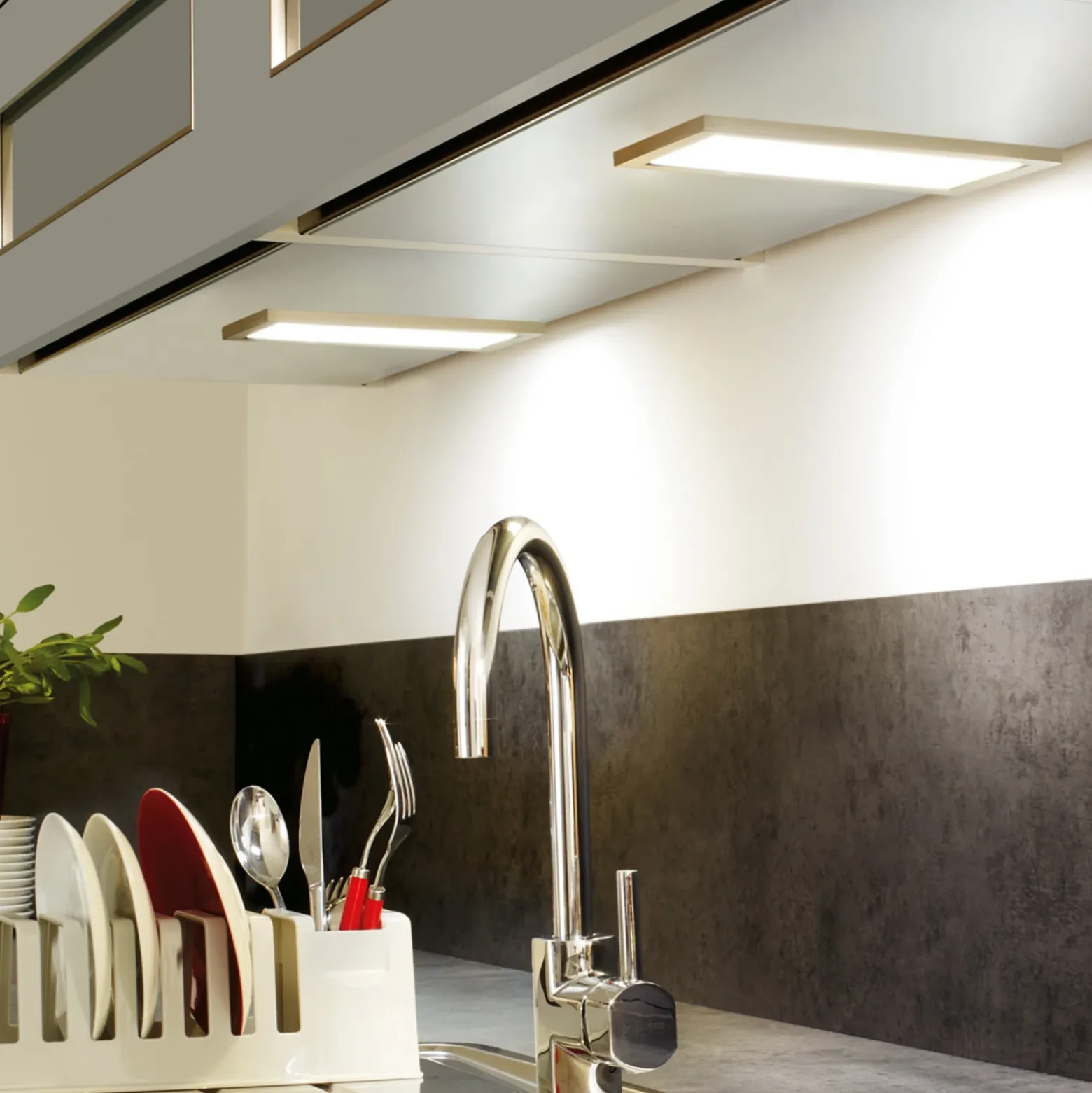 Lámpara LED bajo mueble Sky acero inoxidable 3.000K