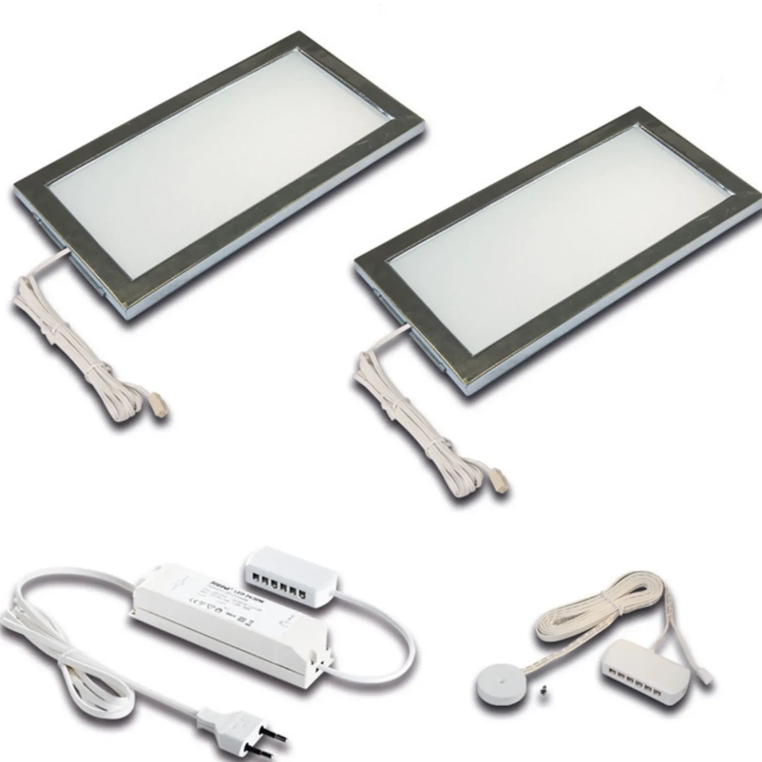 Lámpara LED bajo mueble Sky Atenuador 2 unidades 3.000K acero inoxidable