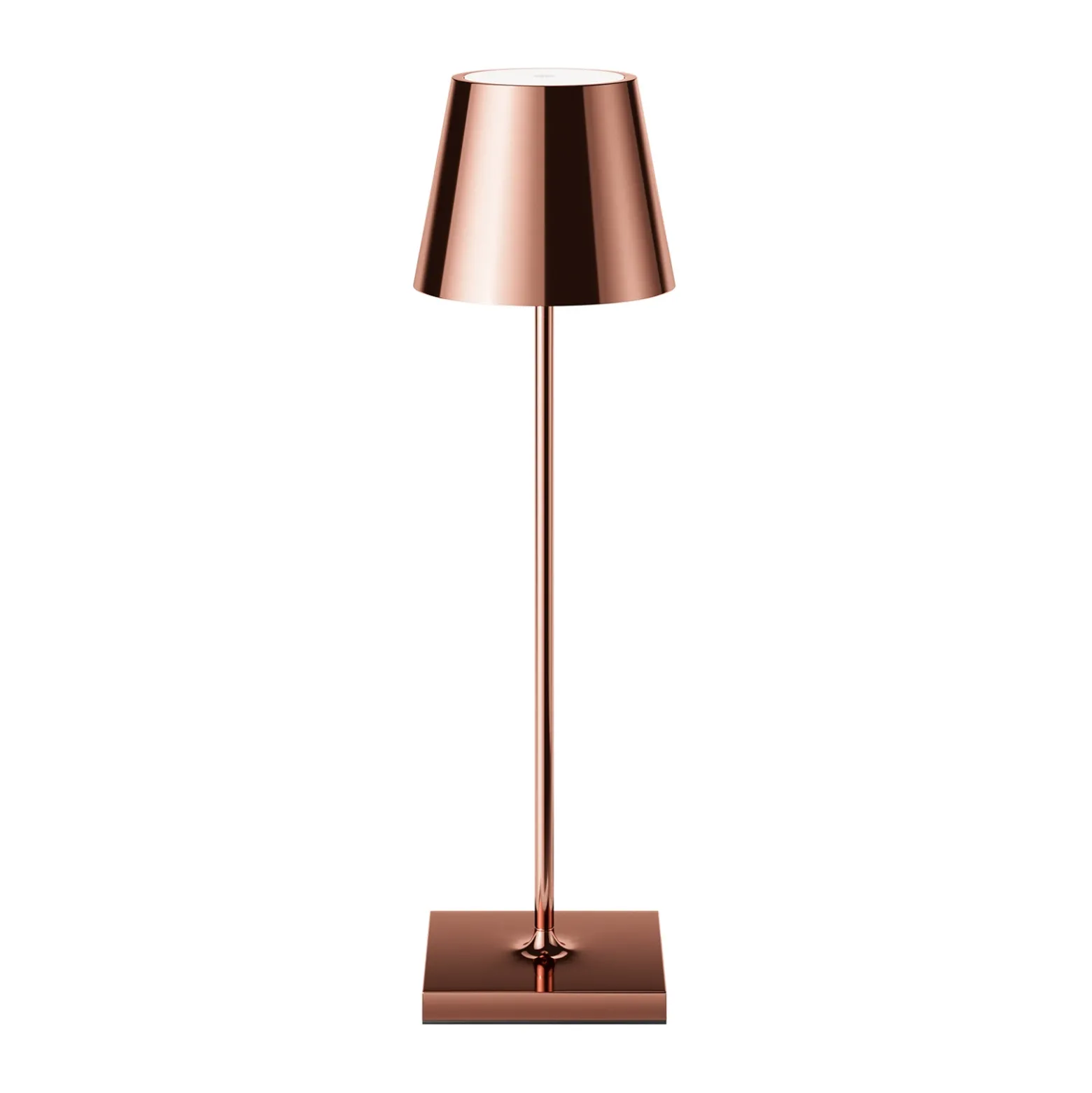 Lámpara LED de mesa recargable Nuindie, USB-C, cobre, IP54, atenuable