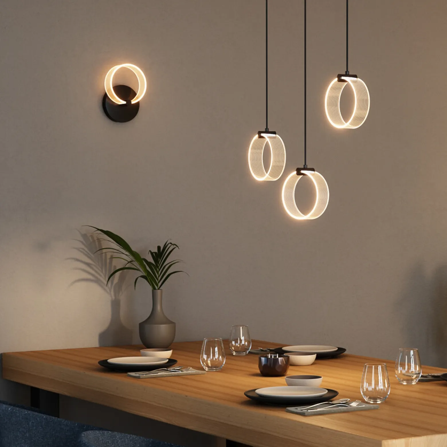 Lámpara LED de pared OSRAM Decor Circle, CCT, negro