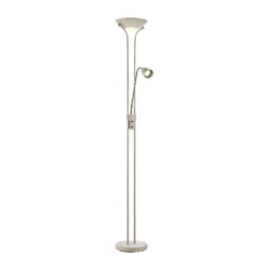 Lámpara LED de pie Modu, beige, brazo de lectura LED, altura 180 cm, atenuable.