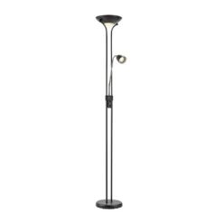 Lámpara LED de pie Modu, negra, brazo de lectura LED, altura 180 cm, atenuable.