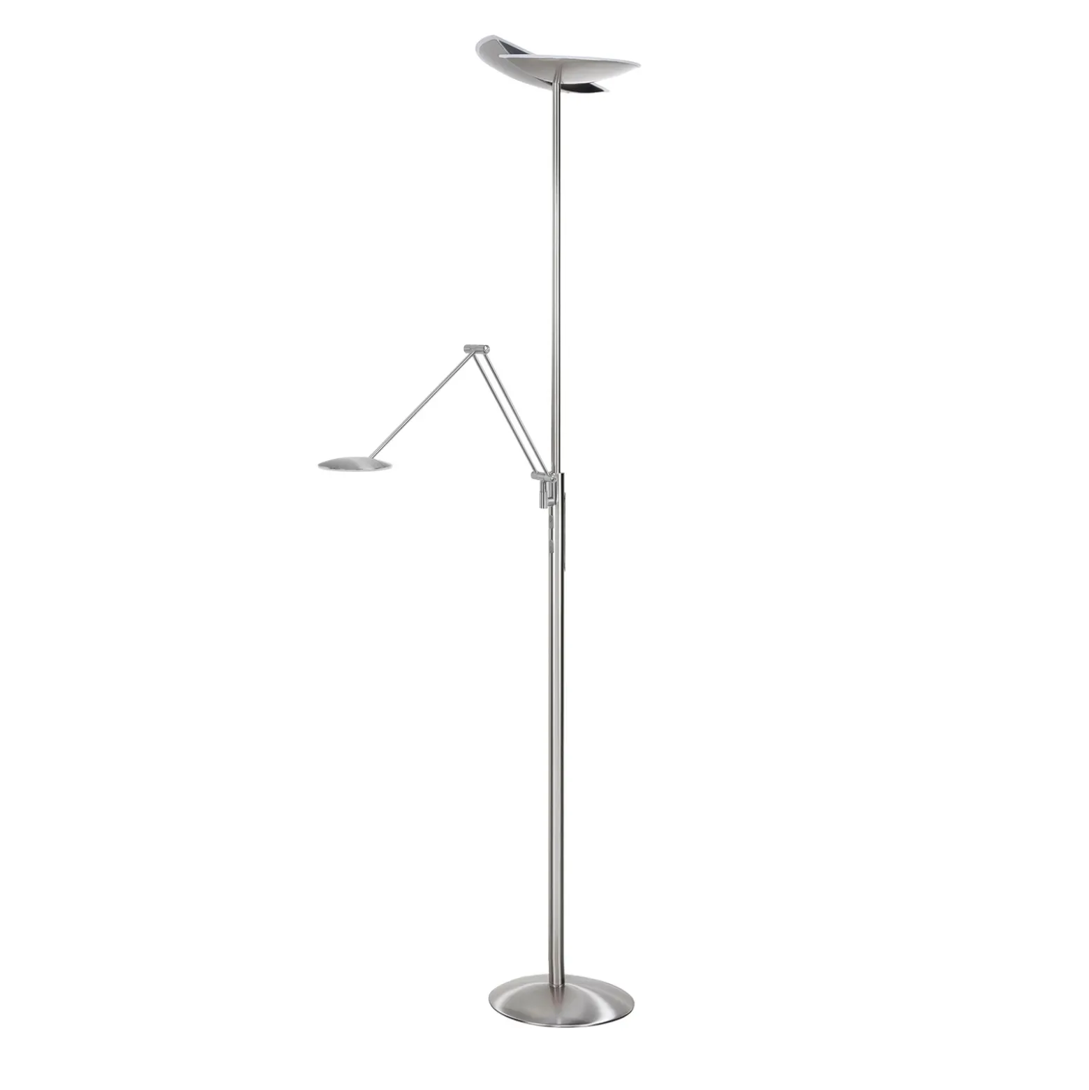 Lámpara LED de pie Sapporo, CCT, brazo de lectura, níquel
