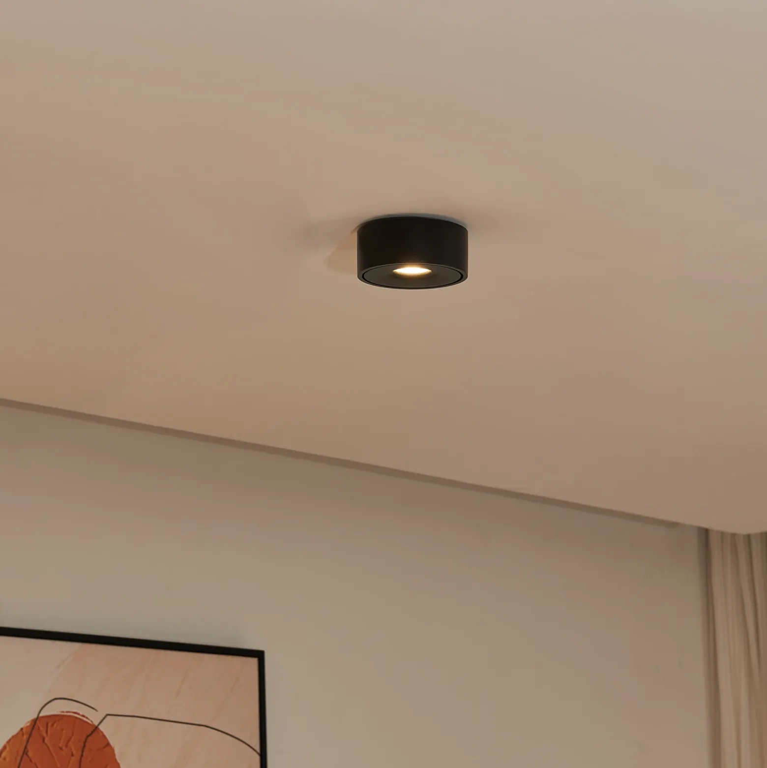 Lámpara LED de techo Arcchio Rotari, negra, de metal, Ø 12 cm