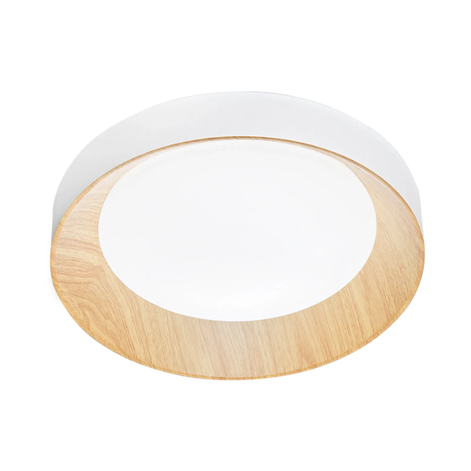 lámpara LED de techo Arka, Ø 40 cm, blanco/aspecto madera, metal, CCT