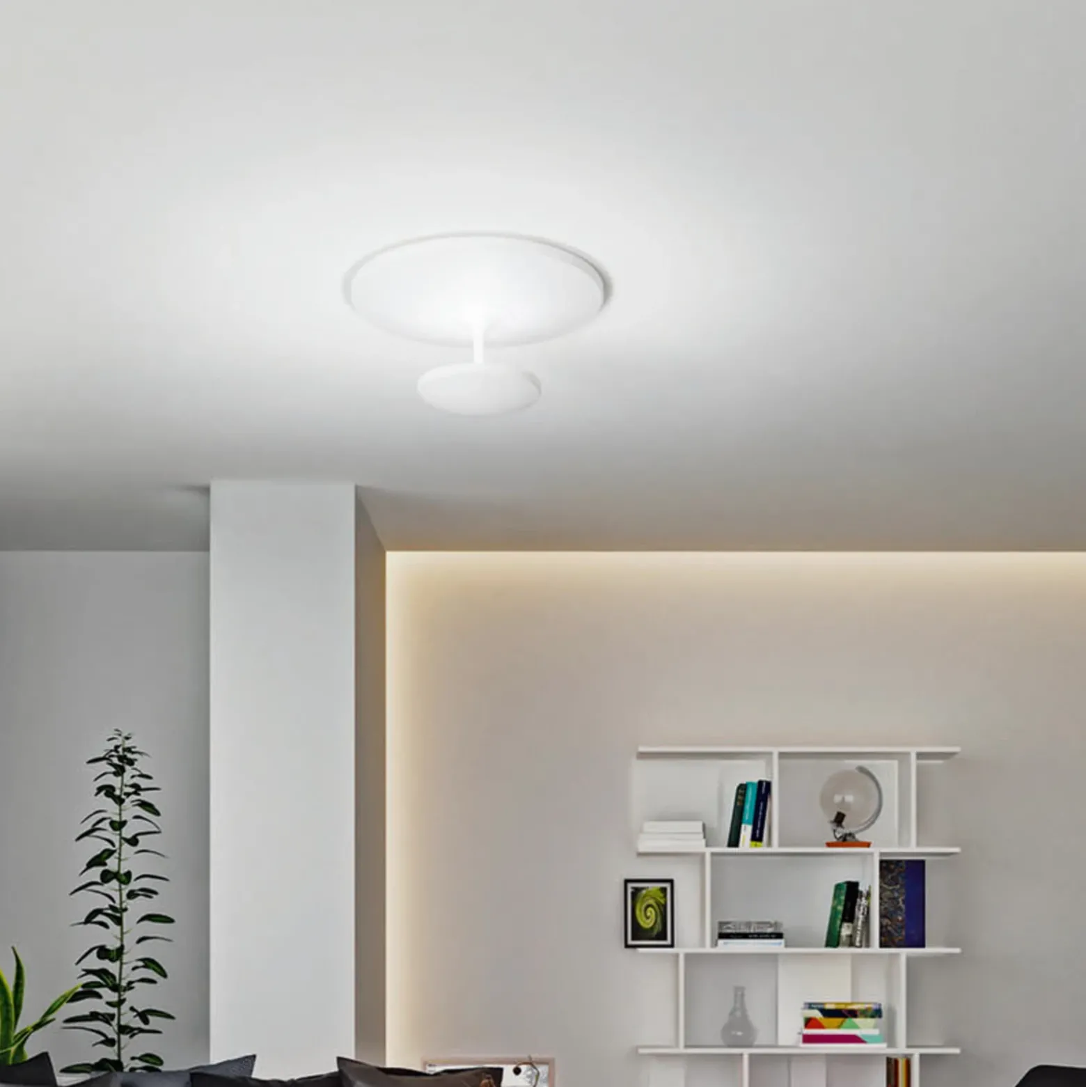 Lámpara LED de techo Conrad, blanca, Ø 50 cm, metal, atenuable