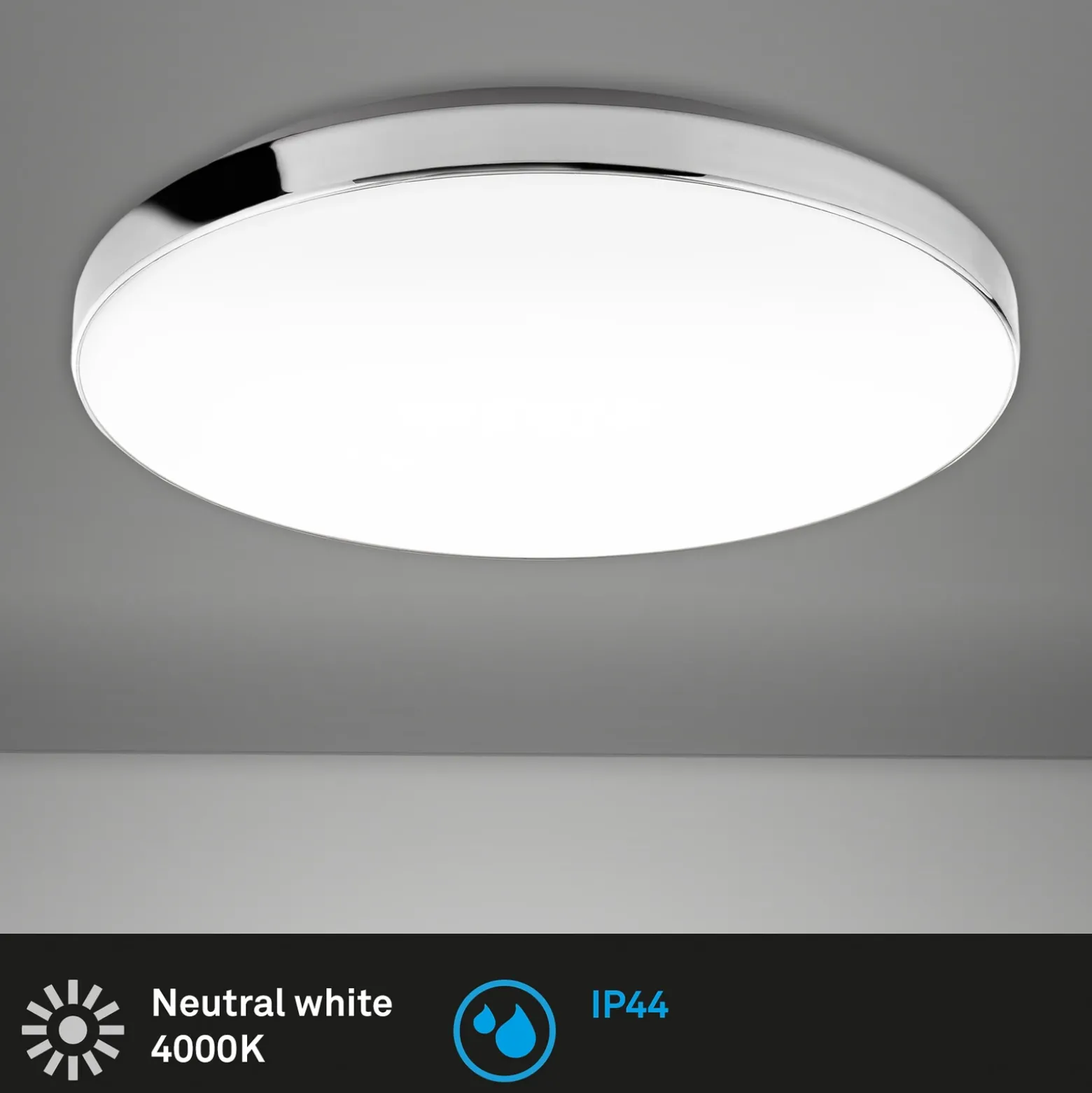 Lámpara LED de techo 3351216 cromada/blanca, Ø 35,5 cm, 4000 K, IP44