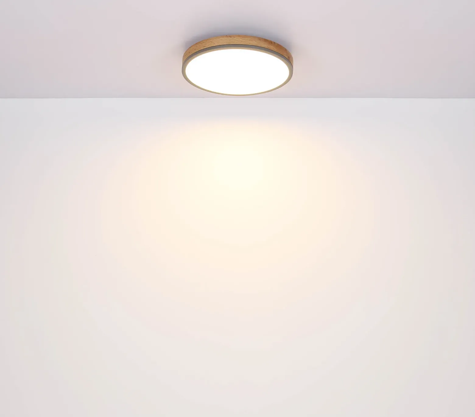 Lámpara LED de techo Doro, Ø 60 cm, grafito oscuro/madera, madera, CCT