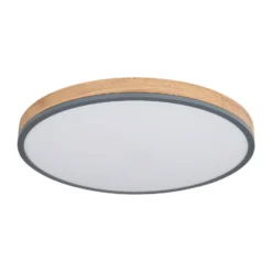 Lámpara LED de techo Doro, Ø 60 cm, grafito oscuro/madera, madera, CCT