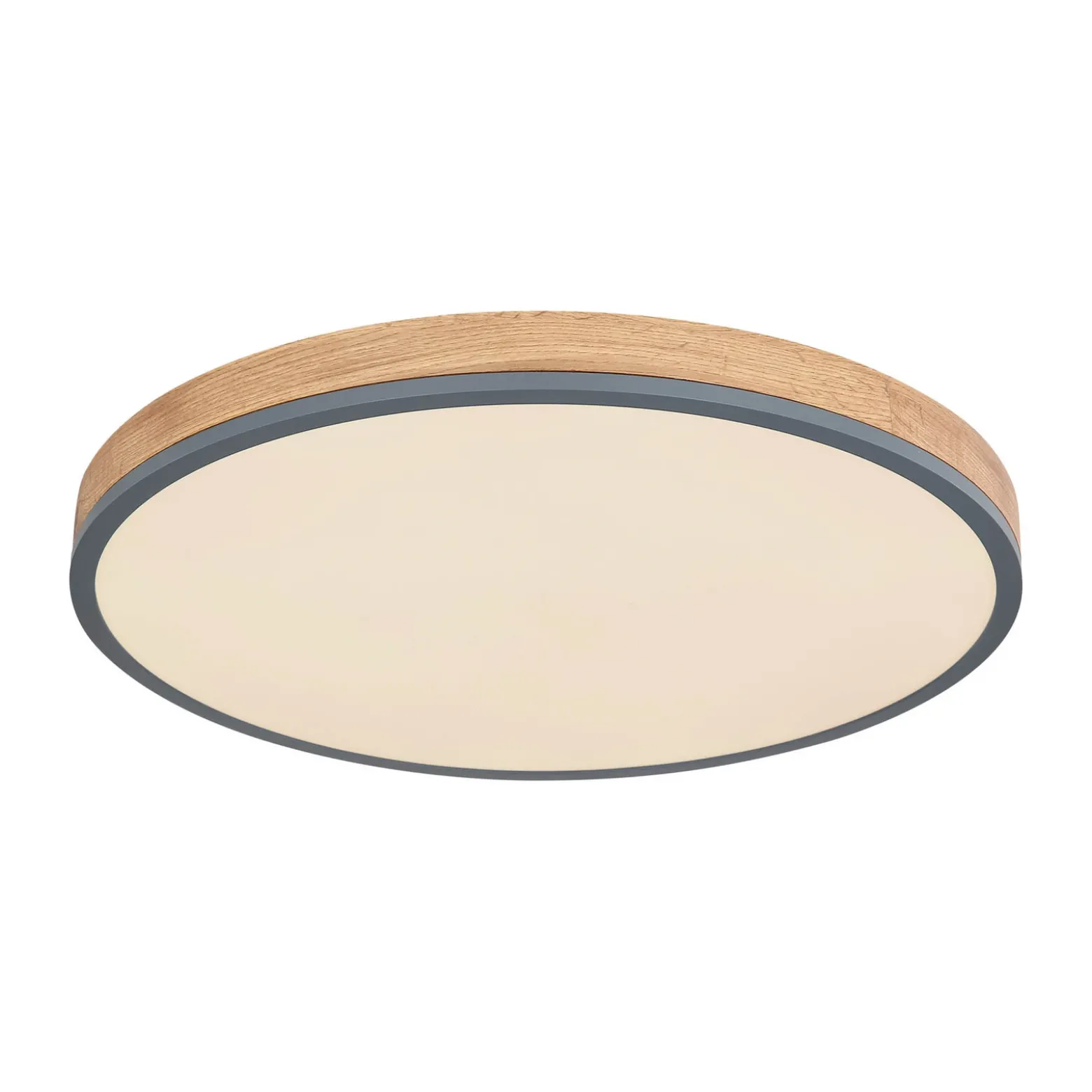 Lámpara LED de techo Doro, Ø 60 cm, grafito oscuro/madera, madera, CCT