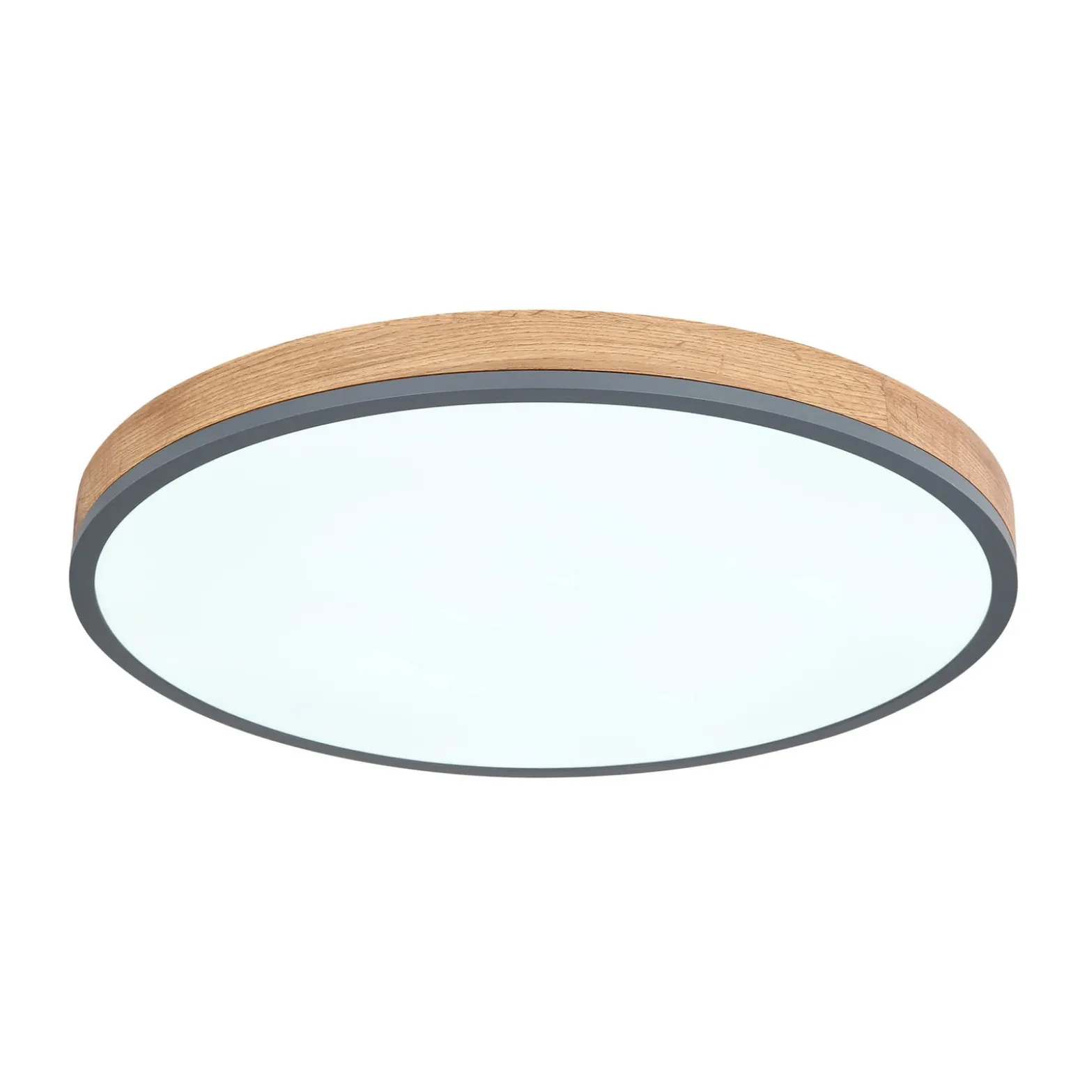 Lámpara LED de techo Doro, Ø 60 cm, grafito oscuro/madera, madera, CCT