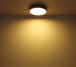 Lámpara LED de techo Doro, Ø 60 cm, grafito oscuro/madera, madera, CCT