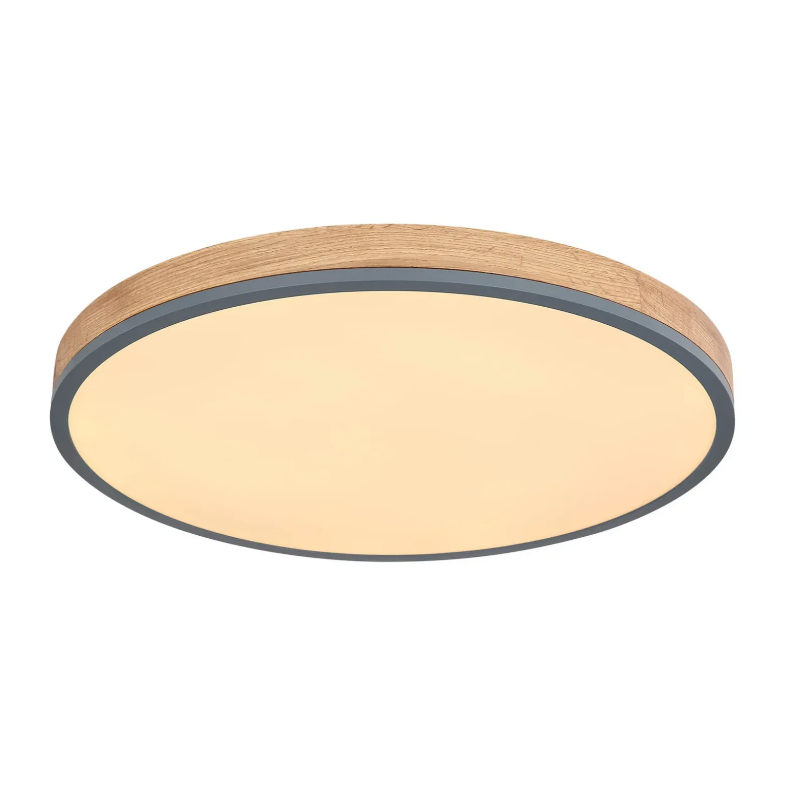 Lámpara LED de techo Doro, Ø 60 cm, grafito oscuro/madera, madera, CCT