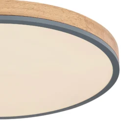 Lámpara LED de techo Doro, Ø 60 cm, grafito oscuro/madera, madera, CCT