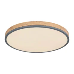 Lámpara LED de techo Doro, Ø 60 cm, grafito oscuro/madera, madera, CCT