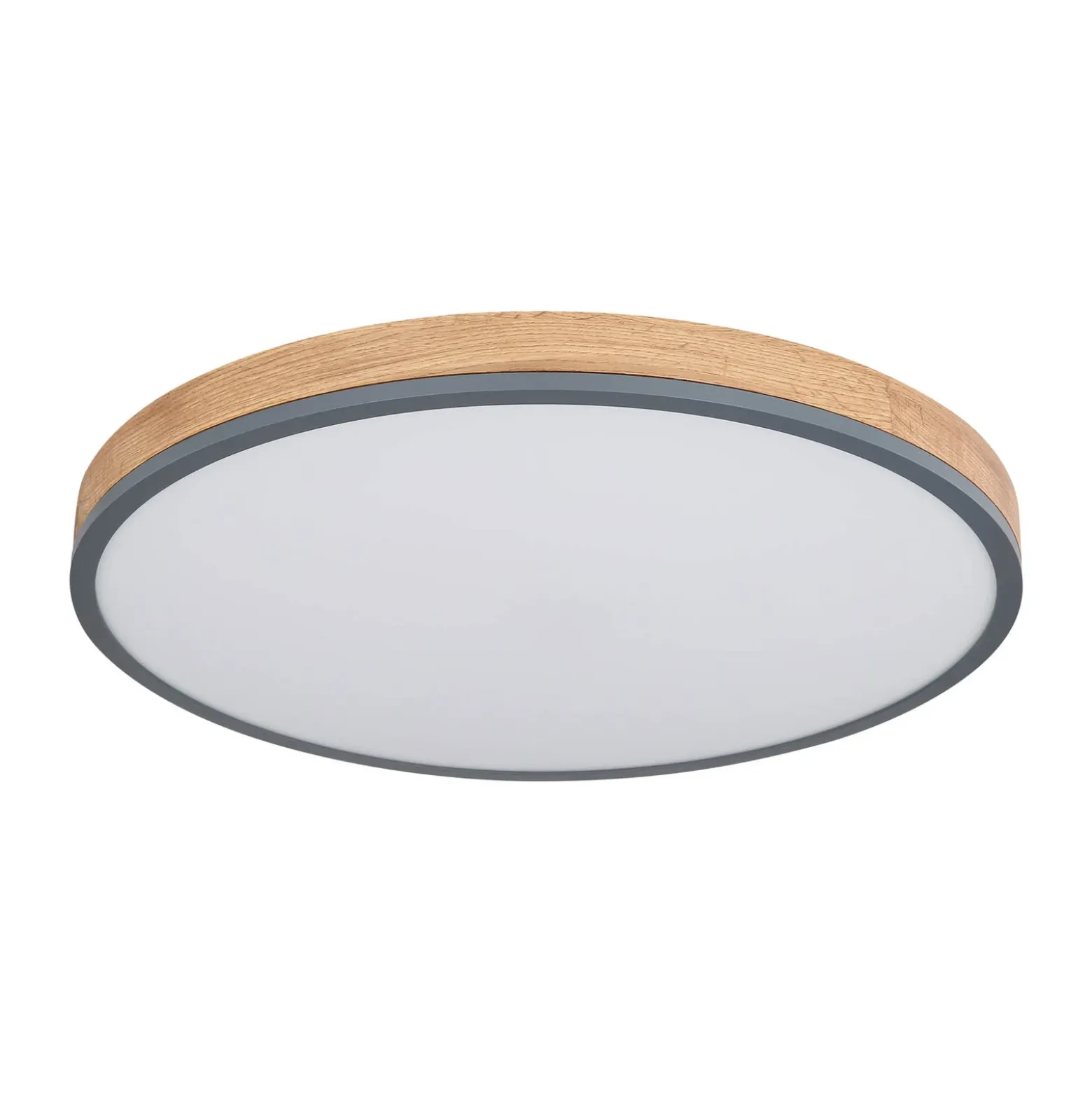 Lámpara LED de techo Doro, Ø 60 cm, grafito oscuro/madera, madera, CCT