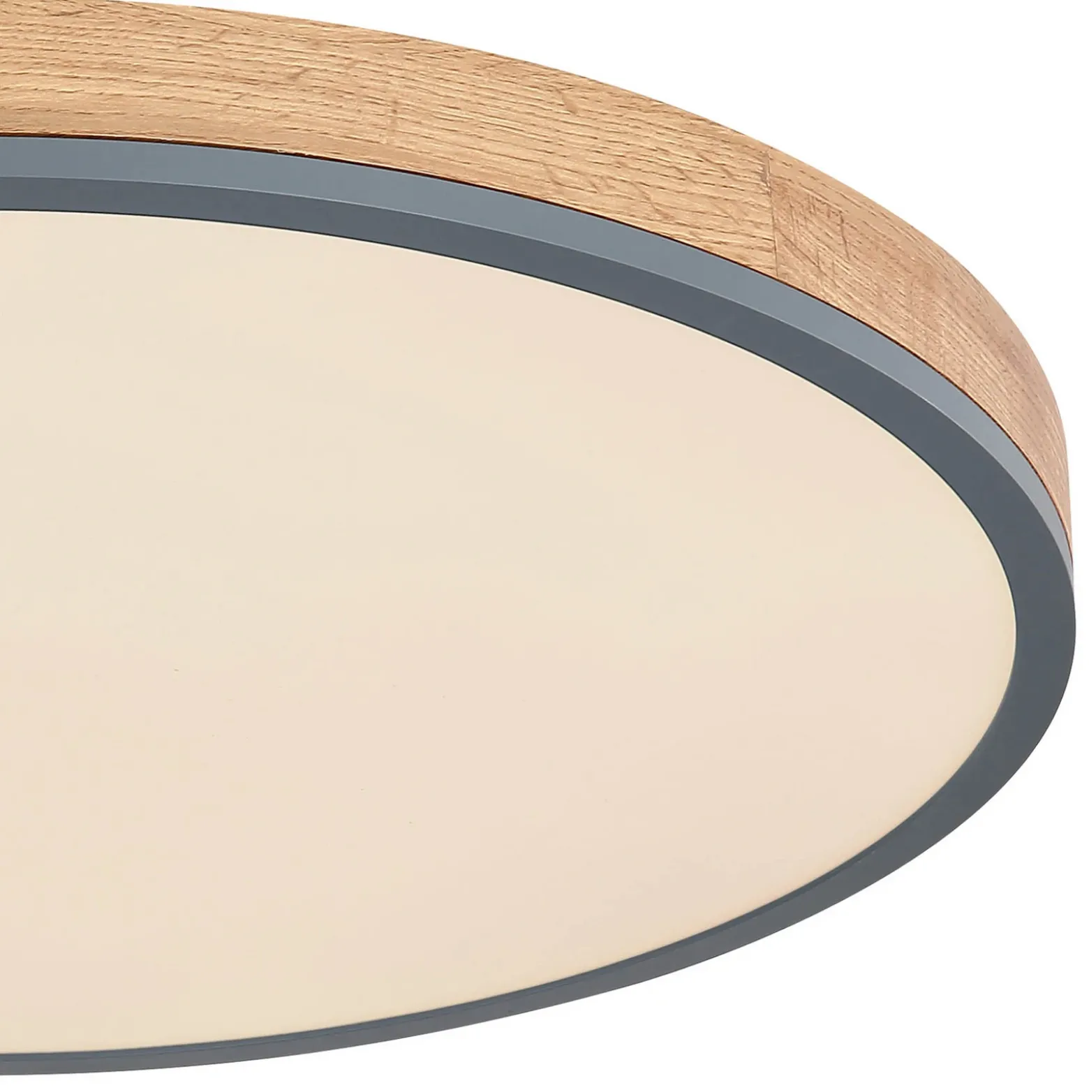 Lámpara LED de techo Doro, Ø 60 cm, grafito oscuro/madera, madera, CCT