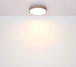 Lámpara LED de techo Doro, Ø 45 cm, grafito oscuro/madera, madera, CCT