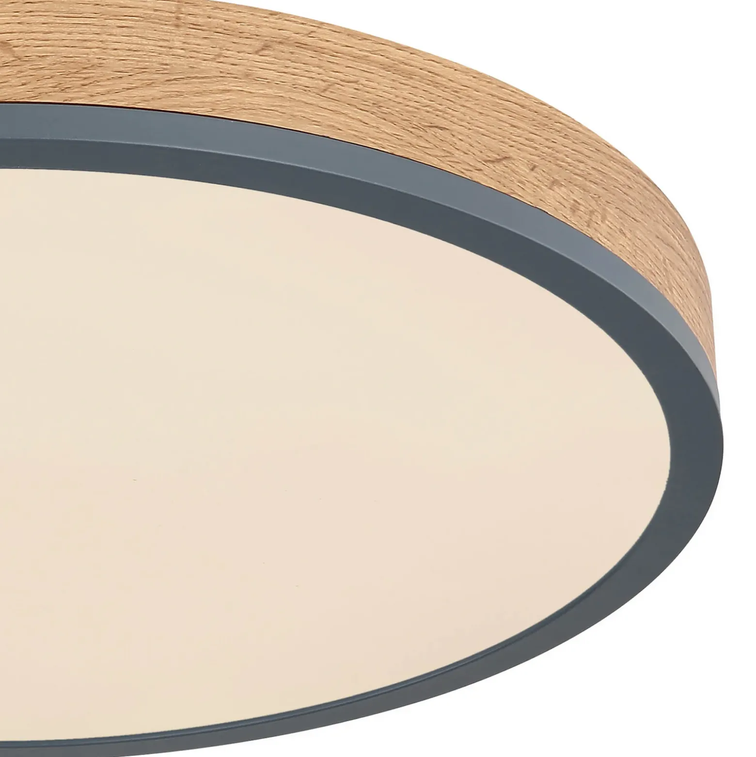 Lámpara LED de techo Doro, Ø 45 cm, grafito oscuro/madera, madera, CCT