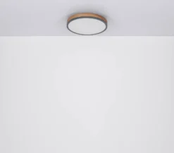 Lámpara LED de techo Doro, Ø 45 cm, grafito oscuro/madera, madera, CCT