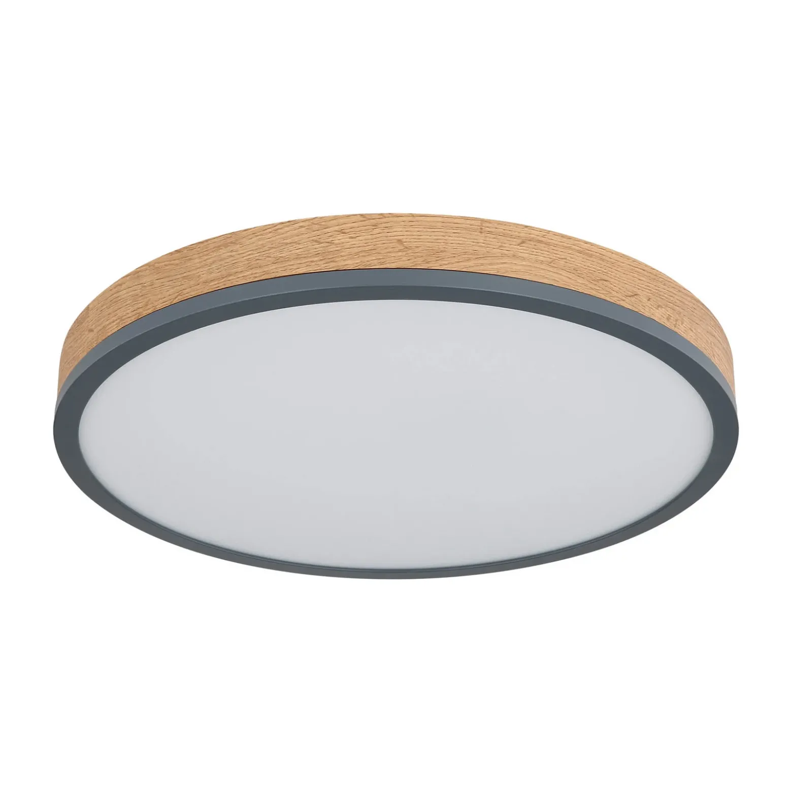 Lámpara LED de techo Doro, Ø 45 cm, grafito oscuro/madera, madera, CCT