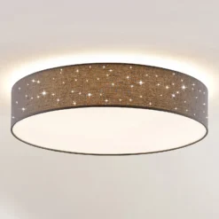 Lámpara LED de techo Ellamina de Lindby, Ø 60 cm, antracita, textil