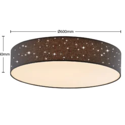 Lámpara LED de techo Ellamina de Lindby, Ø 60 cm, antracita, textil
