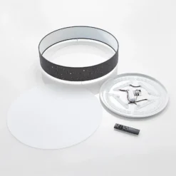Lámpara LED de techo Ellamina de Lindby, Ø 60 cm, antracita, textil