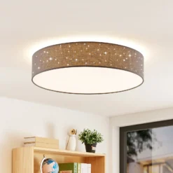 Lámpara LED de techo Ellamina de Lindby, Ø 60 cm, antracita, textil