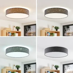 Lámpara LED de techo Ellamina de Lindby, Ø 60 cm, antracita, textil