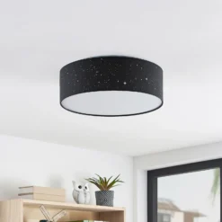 Lámpara LED de techo Ellamina de Lindby, 40 cm, negra, textil