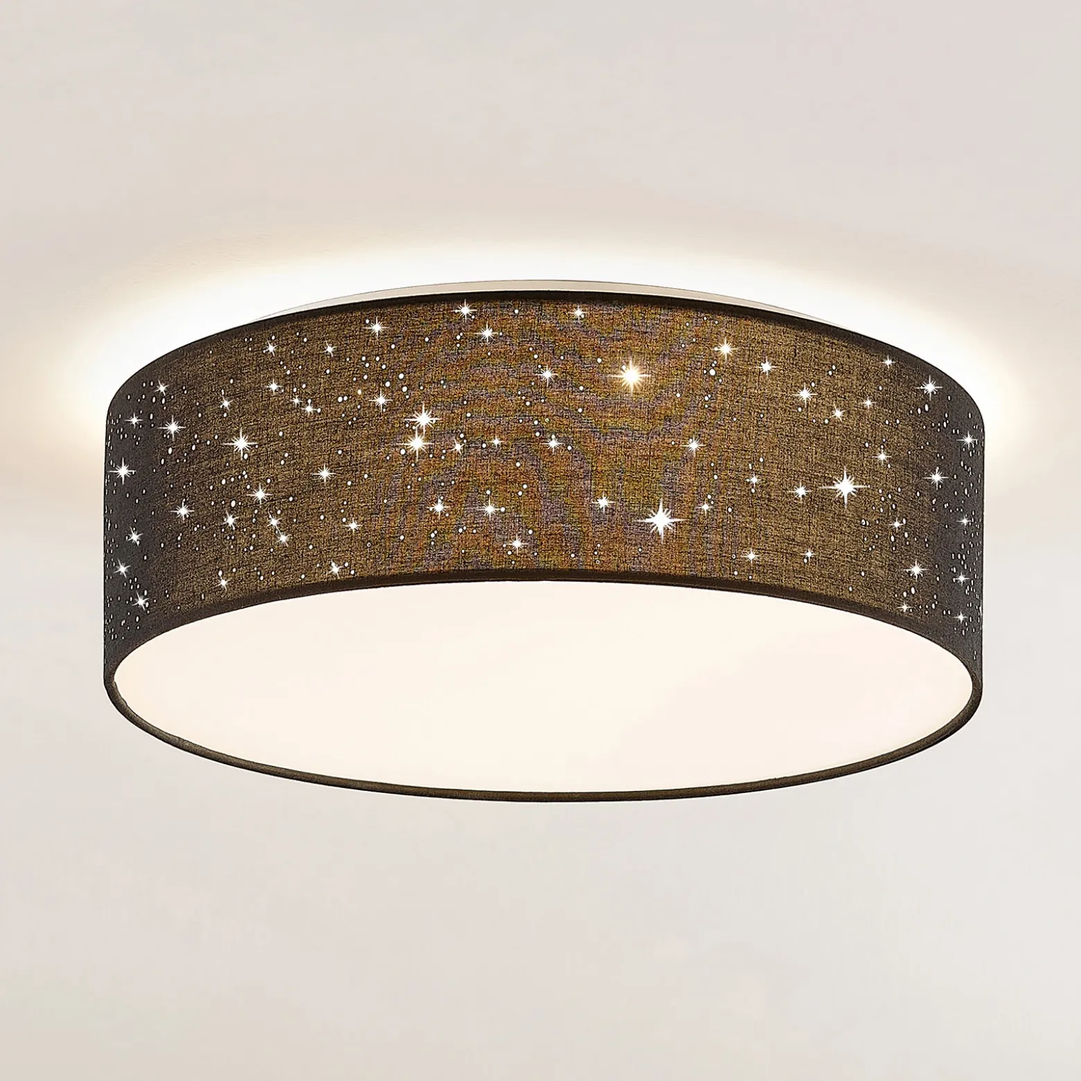 Lámpara LED de techo Ellamina de Lindby, 40 cm, negra, textil